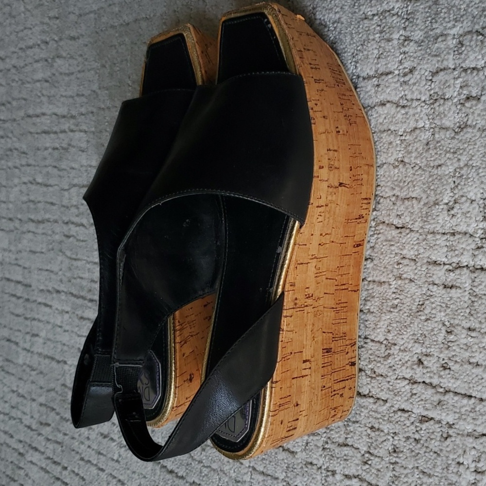 Donald Pliner Platform Leather Slingback Sandals